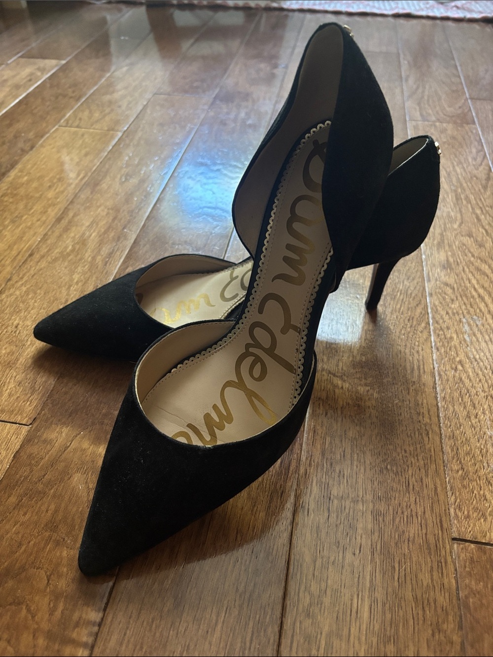 Sam Edelman Black Suede Pointed D'Orsay Pumps